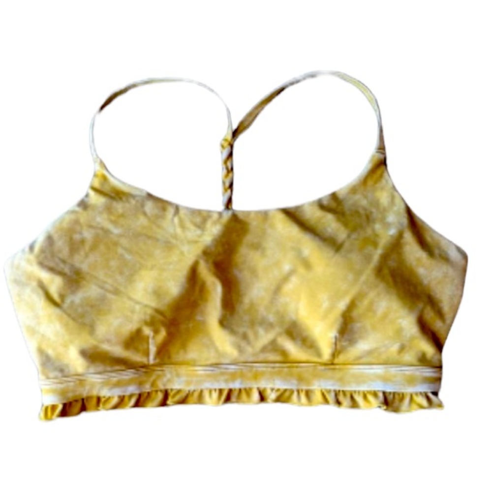 JoyLab Yellow Ruffle Crop Top Medium - Picture 2 of 7